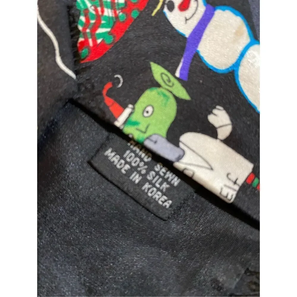 Nicole Miller men’s vintage, 1997 weird creepy Christmas silk tie 58